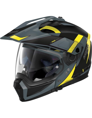 Casco Moto itinerante Modulare Off Road N70-2 X 06 Skyfall N-Com 058 Nolan Grigio Ardesia/Giallo