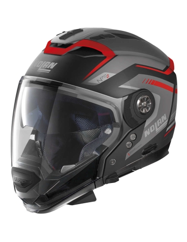 Casque moto aventure Nolan N70-2 GT Switchback N-Com noir mat rouge