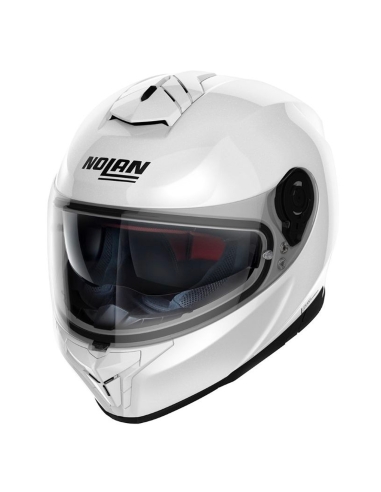 Nolan N80-8 Classic N-Com 005 Casco Integral de Moto Racing Metal Blanco