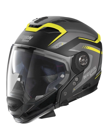 Casque moto Crossover Nolan N70-2 GT 06 switchback N-Com noir mat jaune