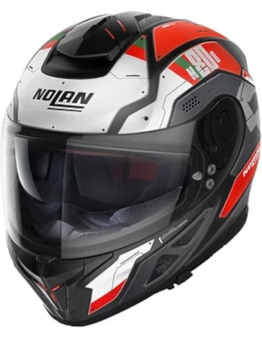 Casque de course moto intégral Nolan N80-8 STARSCREAM N-COM 035 noir rouge blanc