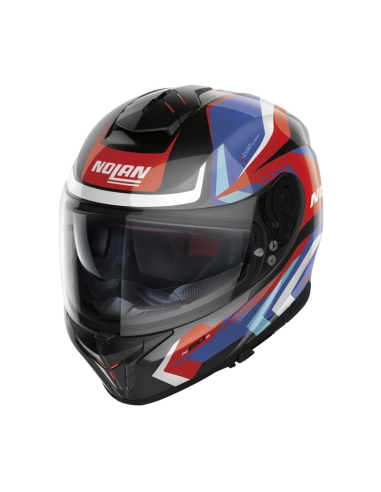 Casco integrale da moto racing Nolan N80-8 RUMBLE N-COM 062 Nero Rosso Blu