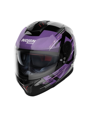 Nolan N80-8 Meteor N-COM 070 Casque de course moto intégral Métal Noir Fuchsia