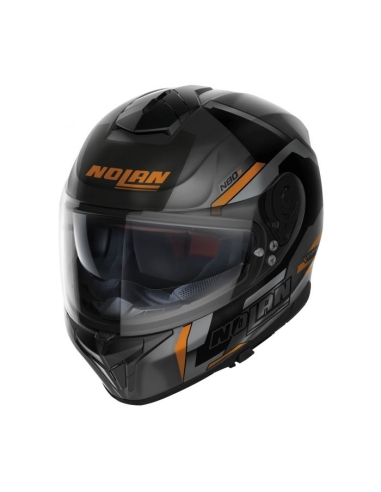 Nolan N80-8 Wanted N-COM 073 Casco integral de carreras para moto gris lava naranja