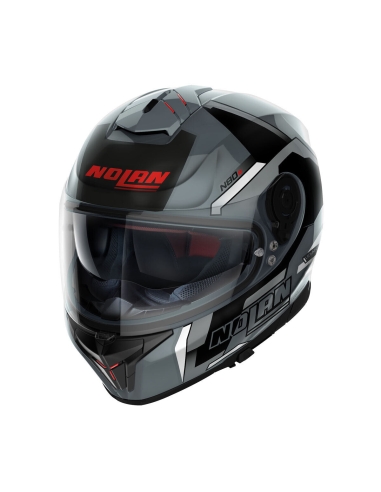 Nolan N80-8 Wanted N-COM 076 Casque de moto intégral de course gris ardoise noir