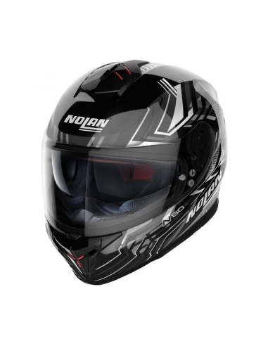 Casco integrale da corsa per moto Nolan N80-8 Turbulence N-Com 077 nero bianco