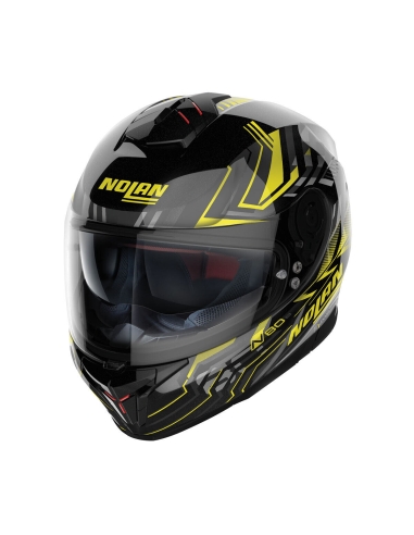 Nolan N80-8 Turbulence N-Com 078 Casque de course moto intégral noir jaune brillant