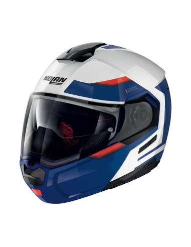 Nolan N90-3 06 REFLECTOR N-COM 038 Capacete modular flip-up para motocicleta Touring Branco Cayman Azul