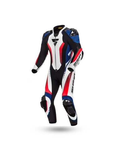 Combinaison en cuir de moto de course sportive Shima APEX RS blanc/bleu/noir/rouge