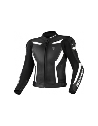 Veste de moto en cuir de vachette Shima Chase Urban Sports noir/blanc