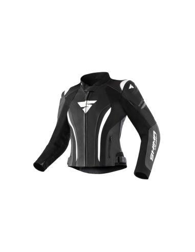 SHIMA Miura 2.0 Chaqueta de cuero para motocicleta para mujer NEGRO/BLANCO