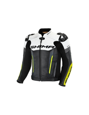 Chaqueta de moto Shima Bandit Urban Sports de piel de vacuno Negro/Blanco/Amarillo Fluo