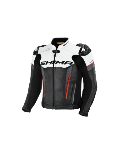 Shima Bandit Urban Sports Chaqueta de piel de vacuno para moto Negro/Blanco/Rojo