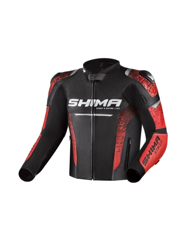 SHIMA STR 2.0 Black/Red Motorcycle Leather Jacket