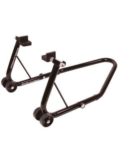 Soporte para bicicletas Paddock trasero negro Oxford con ruedas