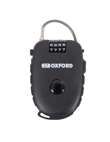 Oxford Retractable 4 Digit Resettable Combination Cable Lock Black