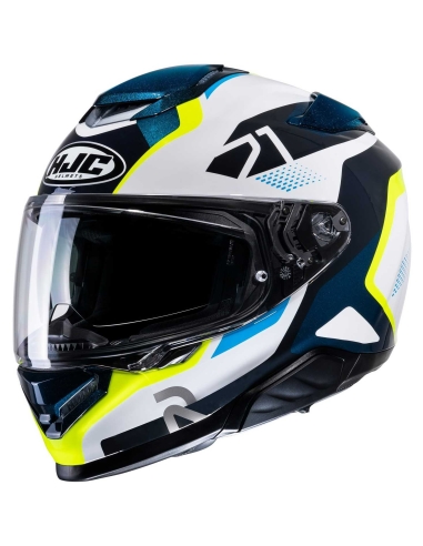 Casque Moto Intégral HJC RPHA 71 HAPEL MC3H Blanc Bleu Jaune Fluo