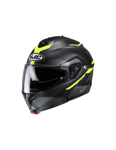 HJC C91 Karan MC3HSF Motocicleta Equitação Capacete Modular Preto Amarelo Fluo