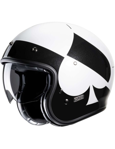 HJC V31 KUZ MC5 Casco Jet Moto Negro Blanco