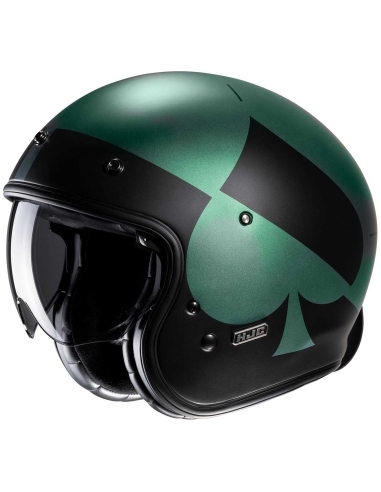 HJC V31 KUZ MC4SF Casque de moto ouvert noir vert