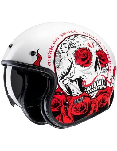 Casque Jet Moto Ville HJC V31 DESTO MC1 Blanc Rouge