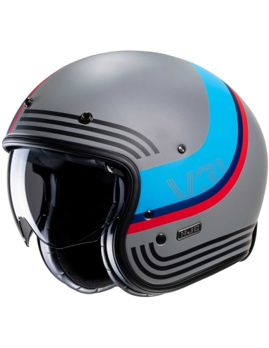 HJC V31 BYRON MC21SF Capacete aberto para motocicleta cinza fosco vermelho azul