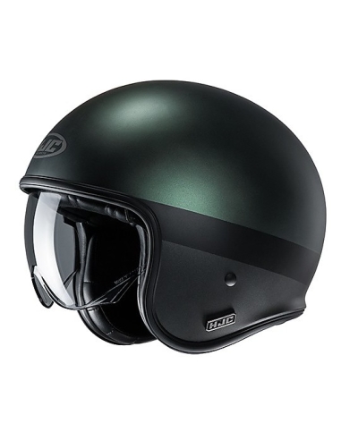 Casque Scooter Jet HJC V30 PEROT MC4SF Noir Mat Vert