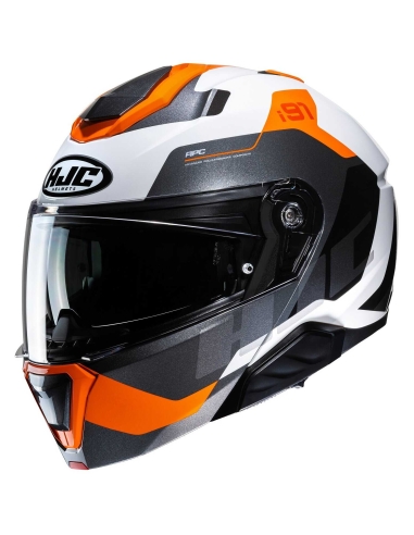 HJC i91 CARST MC7 Casque Moto Modulaire Urban Street Riding Noir Blanc Orange