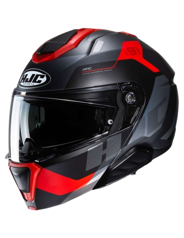 Casco Modular HJC i91 CARST MC1SF para motocicleta urbana, color negro, gris y rojo