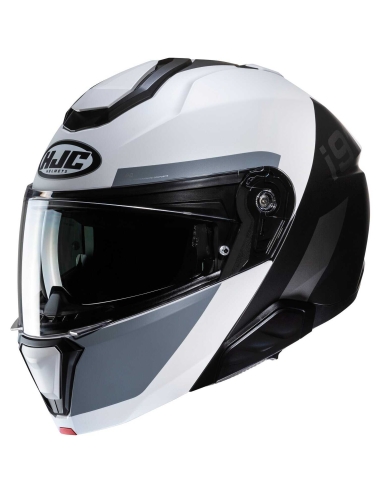 HJC i91 BINA MC5SF Capacete modular de equitação urbana para motocicleta branco preto cinza