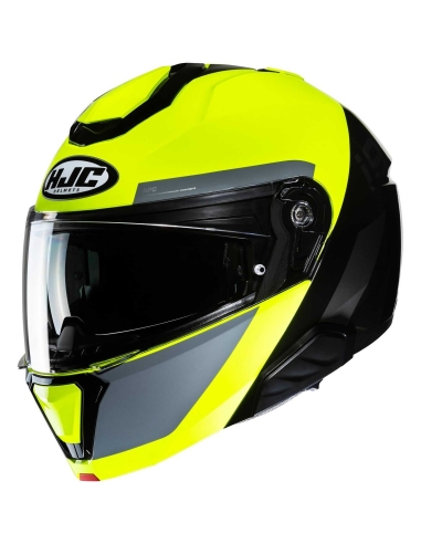 HJC i91 BINA MC3H Motorcycle Urban Riding Modular Helmet Black Yellow