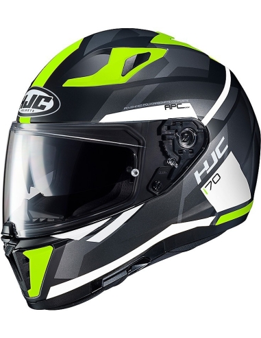 Casque Moto Intégral Double Visière HJC I70 Elim MC4HSF Jaune Fluo