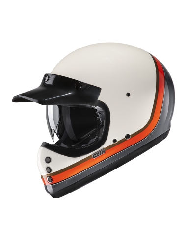 Casque moto intégral HJC V60 Scoby MC7 Marron Orange Blanc