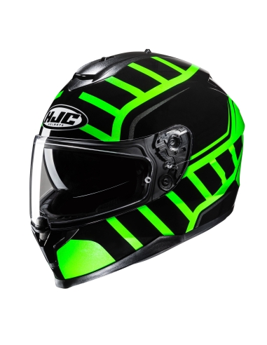 HJC C70N Holt MC4H Verde rosto inteiro em capacete de moto de estrada