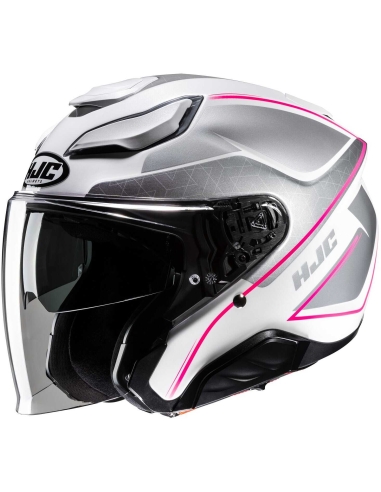 Casco aperto moto sportivo HJC F31 LUDI MC8 bianco grigio