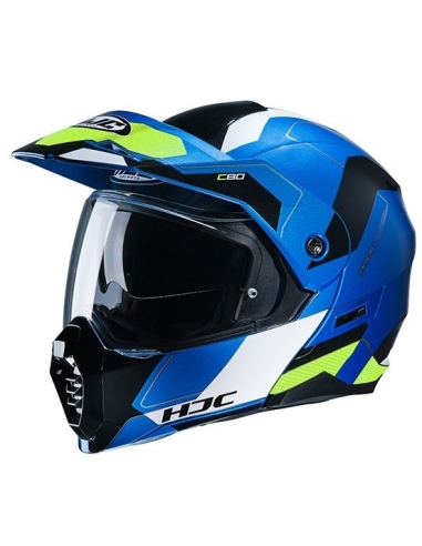 Casque de moto de sport modulaire rabattable HJC C80 Rox MC24 bleu