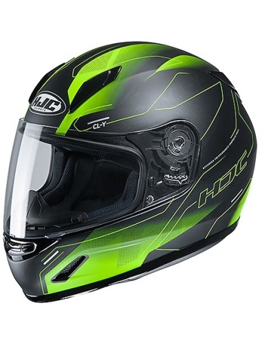 Casque Moto Intégral HJC Cl-Y TAZE MC4HSF Noir Mat Vert Fluo