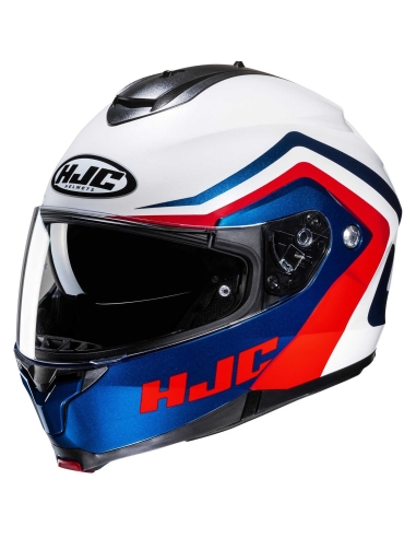 Capacete Modular para Motociclista HJC C91N Nepos MC21 Branco Azul Vermelho