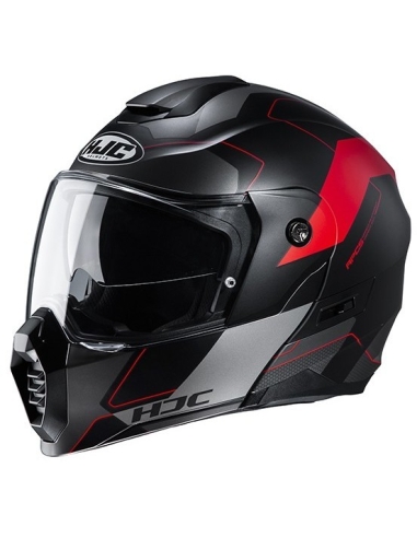 Casque moto modulaire HJC C80 ROX MC1SF Touring noir rouge