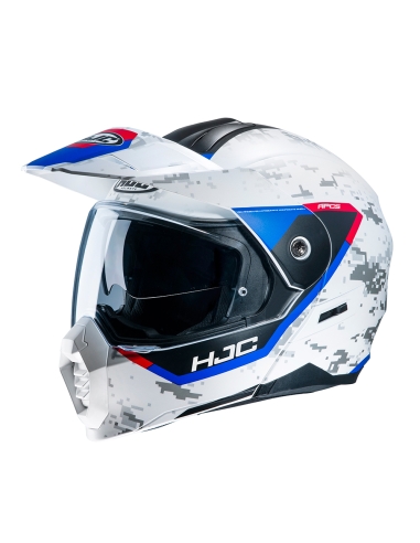 Casque modulaire de sport moto double HJC C80 Bult MC21SF blanc rouge bleu