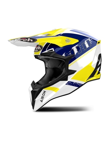 Airoh Wraaap Feel MX Motorcycle Adventure Sports Riding Off Road Helmet Yellow-Blue Gloss