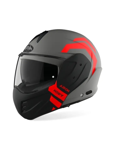 Casco de moto modular Airoh mathisse Illusion naranja mate flip front