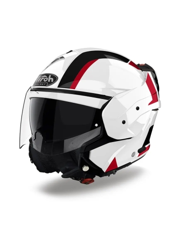 Casco de moto modular abatible Airoh Mathisse Explorer rojo brillante