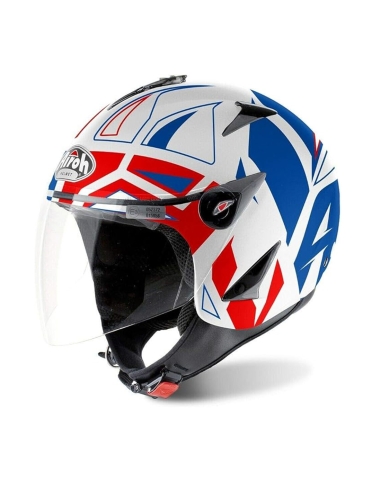 Capacete de Motociclista Airoh JT Convert azul brilhante Jet Open Face Scooter