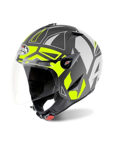 Casque de moto de tourisme urbain Airoh JT Convert jaune mat Jet Open Face