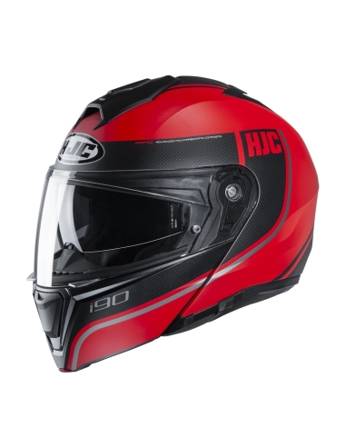 Casque Modulaire HJC I90 Davan MC1SF Moto Sports Touring Noir Rouge