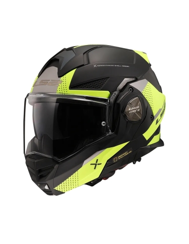 LS2 FF901 Advant X oblivion mat noir H-V jaune casque moto modulable