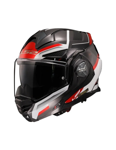 LS2 FF901 Advant X specturm preto branco vermelho capacete flip up para motas