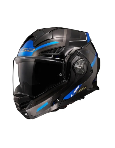 Capacete modular LS2 FF901 Advant X specturm preto titânio azul