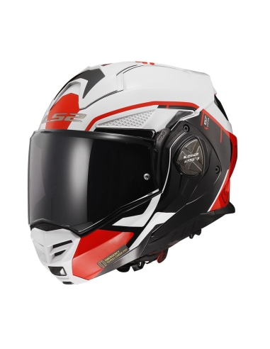 LS2 FF901 Advant X Metryk weißer roter modularer Vollvisier-Motorradhelm